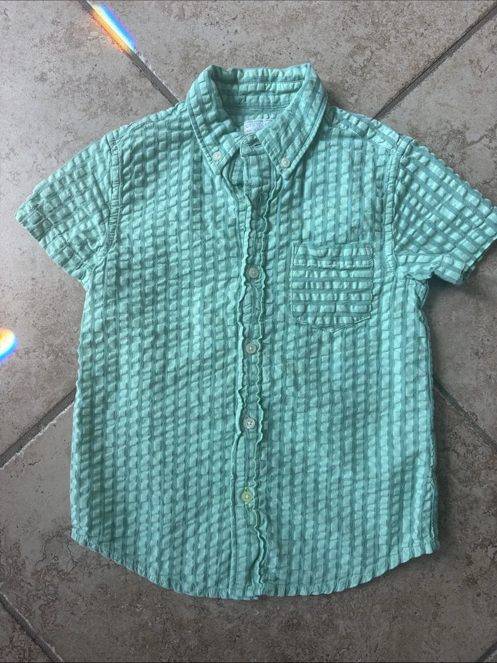 Crewcuts Mint Green Short-Sleeve Button-Down Shirt